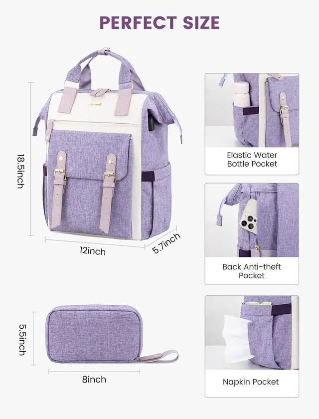 Alt view image 5 of 5 - LOVEVOOK Backpack for Women, Teacher Bag Work Travel Backpack, Stylish College Laptop Backpack Purse, Business Computer Laptop Bag Nurse Bags, Casual Daypack, 17 Inch