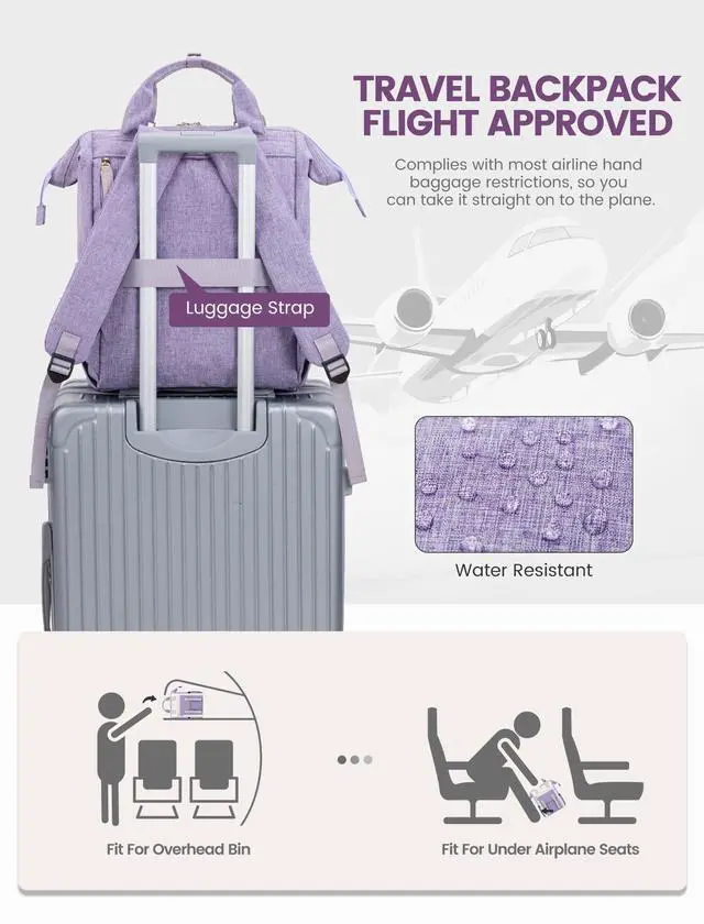 Alt view image 4 of 5 - LOVEVOOK Backpack for Women, Teacher Bag Work Travel Backpack, Stylish College Laptop Backpack Purse, Business Computer Laptop Bag Nurse Bags, Casual Daypack, 17 Inch