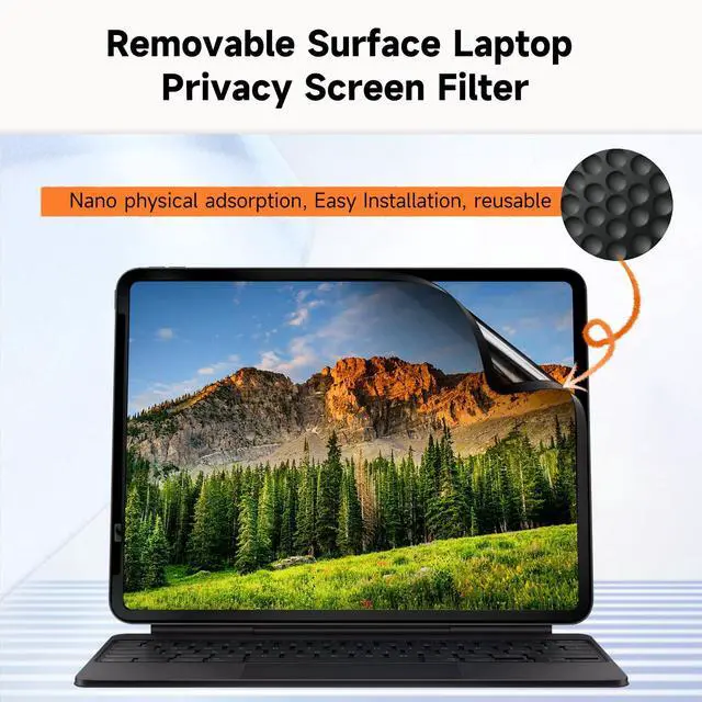 Alt view image 5 of 5 - Upgrade Privacy Screen Protector for Apple iPad Pro 13 inch M4 2024, Fully Removable Anti Spy Glare Blue Light Filter, High Sensitive/Bubble Free/Detachable