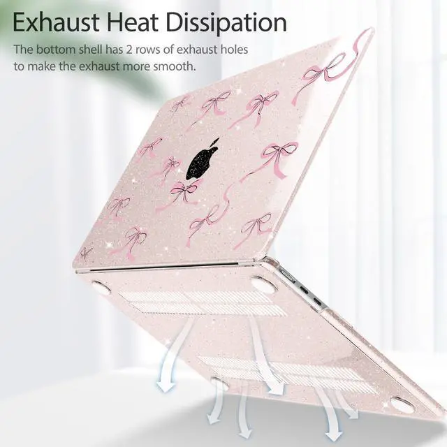 Alt view image 5 of 5 - May Chen for MacBook Air 13.6 inch Case A3240 M4 A3113 M3 A2681 M2 with Retina Dispaly, 2025 2024 2023 2022 Release, Plastic Hard Shell Case with Keyboard Cover, Sakura Pink Glitter Bow