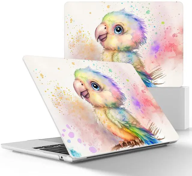 Main image of May Chen for MacBook Air M4 M3 M2 13.6 inch Case 2025 2024 2023 2022 Release, Models: A3240 A3113 A2681, Flexible Plastic Case for M4 13.6" Laptop, Hard Shell with Keyboard Cover, Cute Parrot