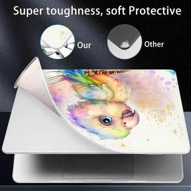 Alt view image 5 of 5 - May Chen for MacBook Air M4 M3 M2 13.6 inch Case 2025 2024 2023 2022 Release, Models: A3240 A3113 A2681, Flexible Plastic Case for M4 13.6" Laptop, Hard Shell with Keyboard Cover, Cute Parrot