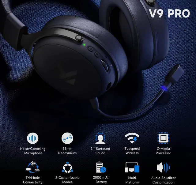 Alt view image 4 of 5 - MCHOSE V9 PRO Wireless Gaming Headset, X75 V2 75% Wireless Mechanical Keyboard, 7.1 Surround Sound, Noise Canceling Mic, Tri-Mode Connection, Knob Control, Hot Swappable