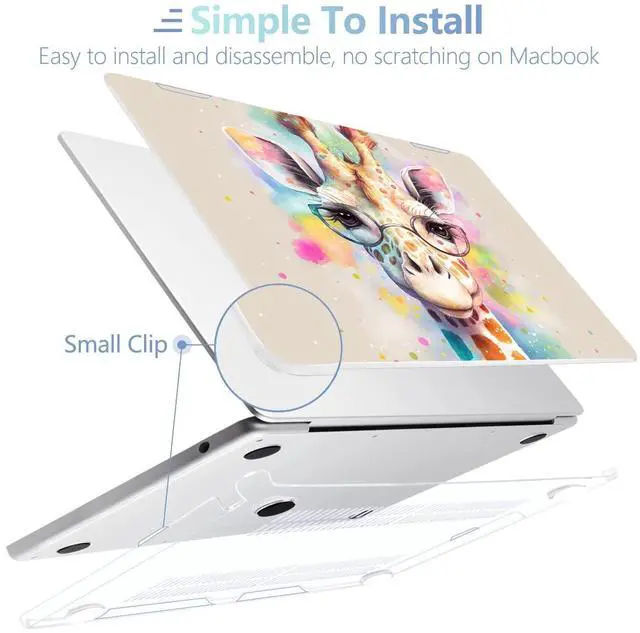 Alt view image 5 of 5 - MEEgoodo Case for M4/M3/M2 MacBook Air 13.6 inch 2025 2024 2022, Fit Model A3240/A3113/A2681, Laptop Hard Shell with Keyboard Cover & Screen Protector Compatible with MacBook Air 13 inch, Giraffe