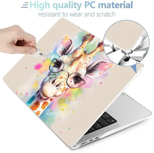 Alt view image 4 of 5 - MEEgoodo Case for M4/M3/M2 MacBook Air 13.6 inch 2025 2024 2022, Fit Model A3240/A3113/A2681, Laptop Hard Shell with Keyboard Cover & Screen Protector Compatible with MacBook Air 13 inch, Giraffe