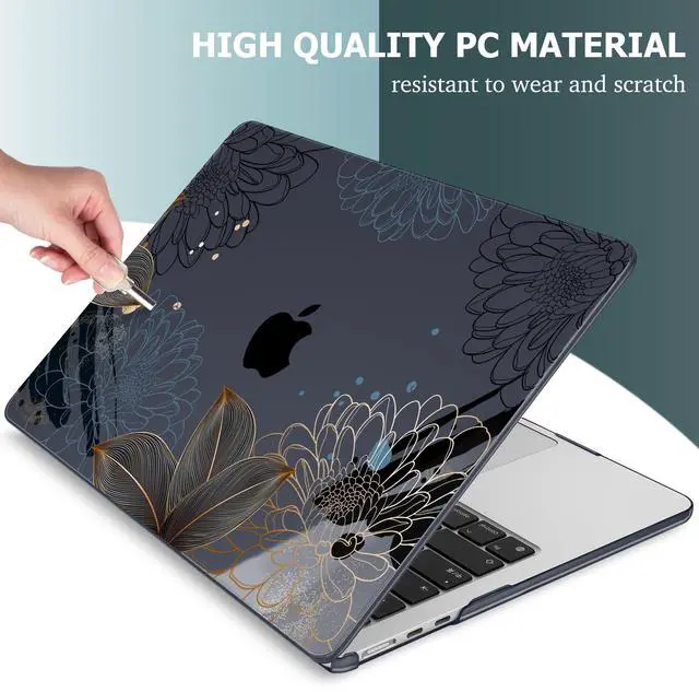 Alt view image 4 of 5 - Mektron Designed for 2025/2024/2023 MacBook Air 15 INCH M4 A3241 /M3 A3114 /M2 A2941 Case, Printed Plastic Hard Shell Cover with 15.3" Liquid Retina Display Touch ID, Line Chrysanthemums