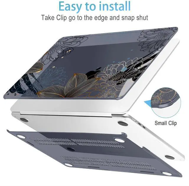 Alt view image 5 of 5 - Mektron Designed for 2025/2024/2023 MacBook Air 15 INCH M4 A3241 /M3 A3114 /M2 A2941 Case, Printed Plastic Hard Shell Cover with 15.3" Liquid Retina Display Touch ID, Line Chrysanthemums