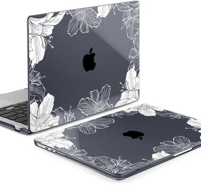 Alt view image 3 of 5 - MEEgoodo Case for MacBook Air 15 inch M4/M3/M2 2025 2024 2023, Case Fit Model (A3241/A3114/A2941) for MacBook Air 15-inch, Laptop with Keyboard & Camera Cover & OTG Adapter, Lily Floral