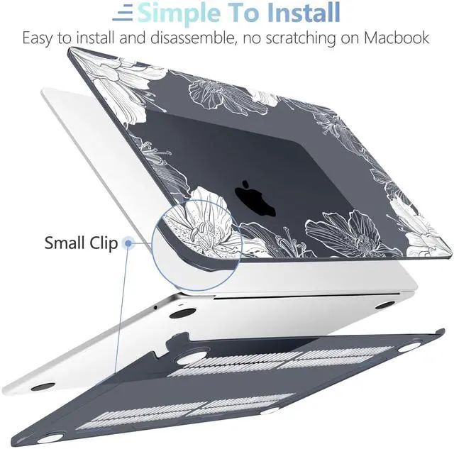 Alt view image 5 of 5 - MEEgoodo Case for MacBook Air 15 inch M4/M3/M2 2025 2024 2023, Case Fit Model (A3241/A3114/A2941) for MacBook Air 15-inch, Laptop with Keyboard & Camera Cover & OTG Adapter, Lily Floral