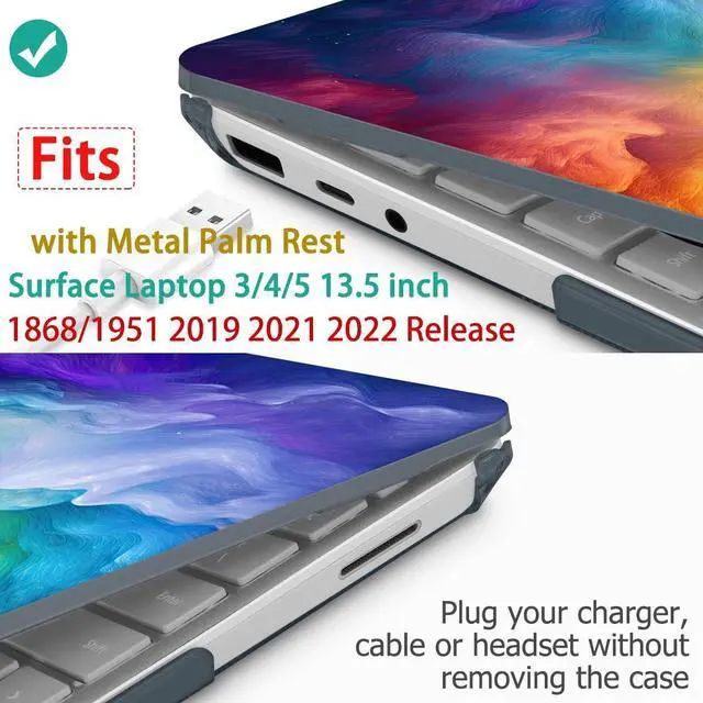 Alt view image 3 of 5 - Mektron Case for 13.5" Microsoft Surface Laptop 5/4/3 with Metal Palm Rest Model 1951/1868, 2019/2021/2022 Release Plastic Hard Shell Cover with Screen Protector + Keyboard Cover, Rainbow Cosmic