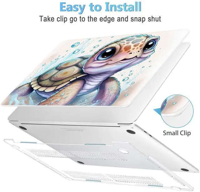 Alt view image 3 of 5 - Mektron Case for MacBook Pro 16 Inch A2141 Cover 2019 Release 16" with Liquid Retina Display/Touch ID, Plastic Hard Shell with Keyboard Skin & Screen Protector & Dust Plug, Cute Turtle