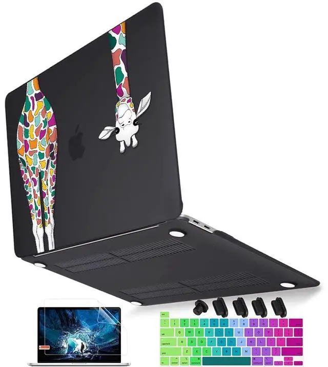 Main image of Mektron for MacBook Pro 16 Case A2141 2020 2019 Release, Matte Black Colorful Giraffe Smooth Hard Shell Cover 16 inch Laptop Case w/Keyboard Skin & Screen Protector & Dust Plug