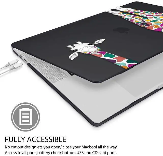 Alt view image 4 of 5 - Mektron for MacBook Pro 16 Case A2141 2020 2019 Release, Matte Black Colorful Giraffe Smooth Hard Shell Cover 16 inch Laptop Case w/Keyboard Skin & Screen Protector & Dust Plug