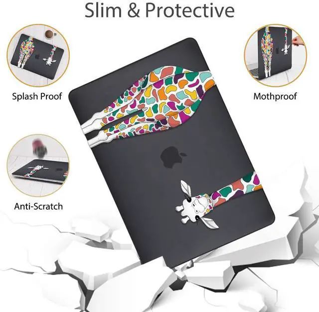 Alt view image 5 of 5 - Mektron for MacBook Pro 16 Case A2141 2020 2019 Release, Matte Black Colorful Giraffe Smooth Hard Shell Cover 16 inch Laptop Case w/Keyboard Skin & Screen Protector & Dust Plug