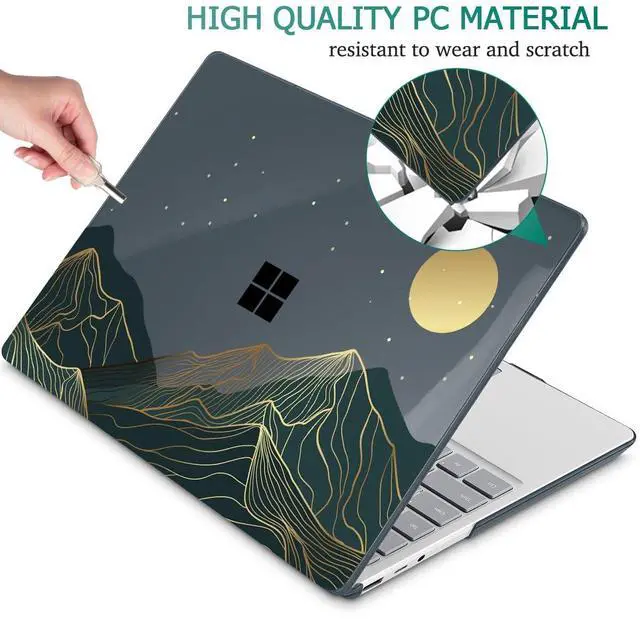 Alt view image 5 of 5 - Mektron Case for 13.5" Microsoft Surface Laptop 5/4/3 with Metal Palm Rest Model 1951/1868, 2019/2021/2022 Release Plastic Hard Shell Cover with Screen Protector, Abstract Mountain C112