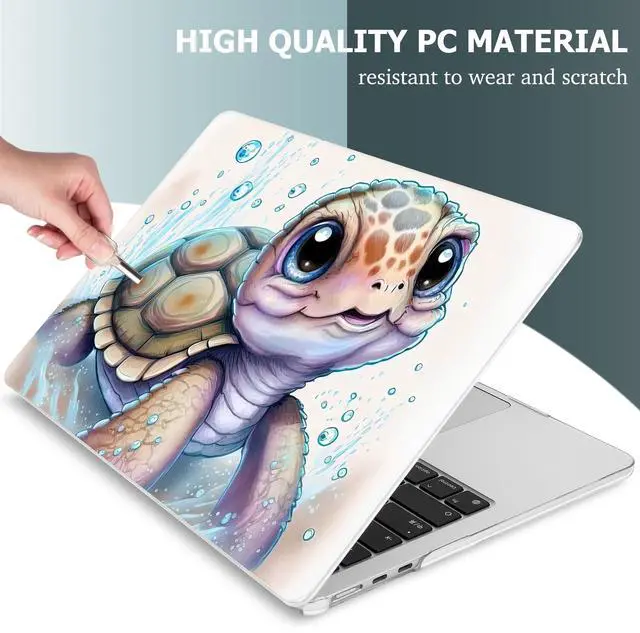 Alt view image 4 of 5 - Mektron Designed for 2025/2024/2023 MacBook Air 15 INCH M4 A3241 /M3 A3114 /M2 A2941 Case, Printed Plastic Hard Shell Cover with 15.3" Liquid Retina Display Touch ID, Cute Turtle