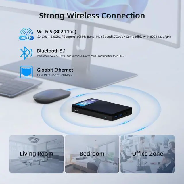 Alt view image 3 of 5 - MeLE Quieter4C Fanless Mini PC NO OS 12th Alder Lake N100 (up to 3.4GHz 4C/4T) 8GB LPDDR4x 128GB Micro Desktop Computer, Support 4K Triple Display, Dual HDMI, All-in-One USB-C WiFi 5 BT5.1 Ethernet