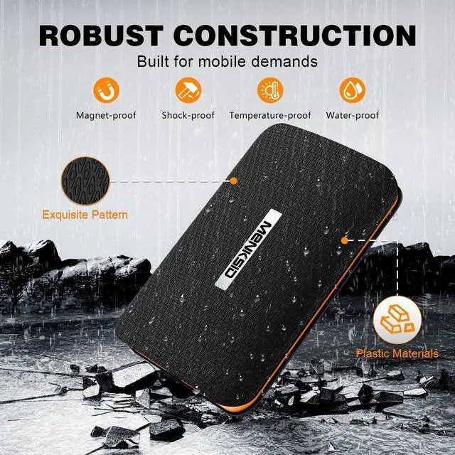 Alt view image 3 of 5 - MENKSID 512GB External SSD, USB 3.2 External Solid State Drive, Up to 600MB/s Read Speed, Portable Solid State Drive, with 2 in 1 USB C Cable, Reliable Storage for USB-C Smartphone, PC, Tablet