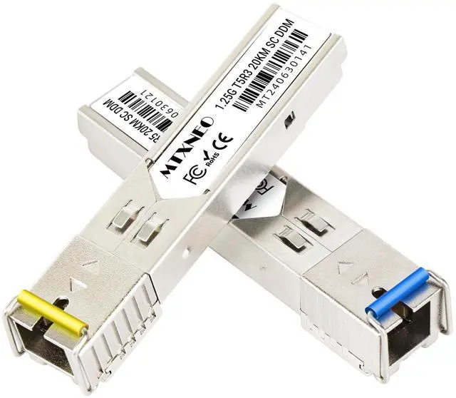 Main image of One Pair of 1.25G SFP WDM SC Bidi Transceiver 1000Base-BIDI SingleMode Simplex Fiber Module SMF 1310nm/15500nm DDM up to 20 km for Cisco GLC-BX-D, Ubiquiti UniFi UF-SM-1G-S, Mikrotik and More