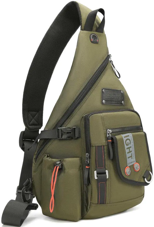 Main image of NICGID Sling Bag Backpack, 13.3'' 14.1'' Laptop Bag Crossbody Shoulder Chest Backpacks Travel Outdoors for Men Women (Army green-2609, 14.1-Inch)