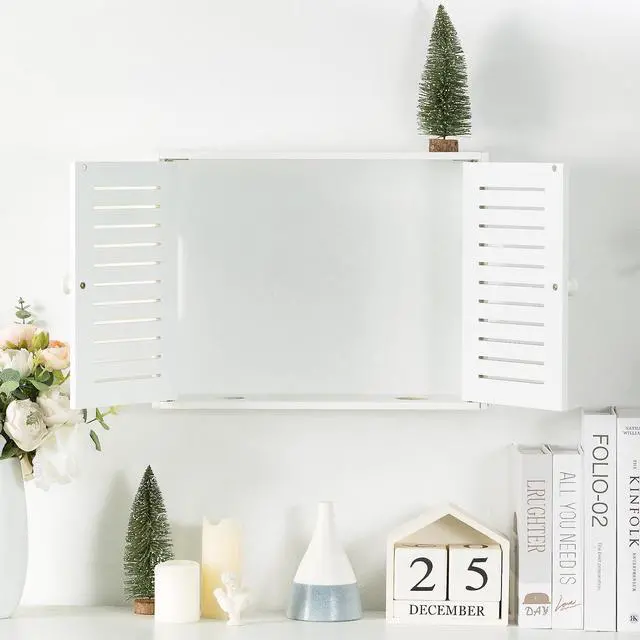 Alt view image 3 of 5 - Noviko Wifi Storage Box Wall Mount Wifi Router Box Hider Decorative Router Storage Modem Wall Mount (White, 16.5" W x 4.7" D x 12.6" H)