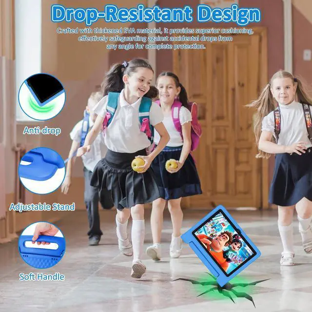 Alt view image 3 of 5 - NRKDUBQ Tablet for Kids, 10.1 inch IPS HD Touchscreen Android 14 64 GB Storage, 8GB RAM, Octa Core Kids Tablet, Parental Controls, 12-hr Battery, WiFi, GPS - Blue