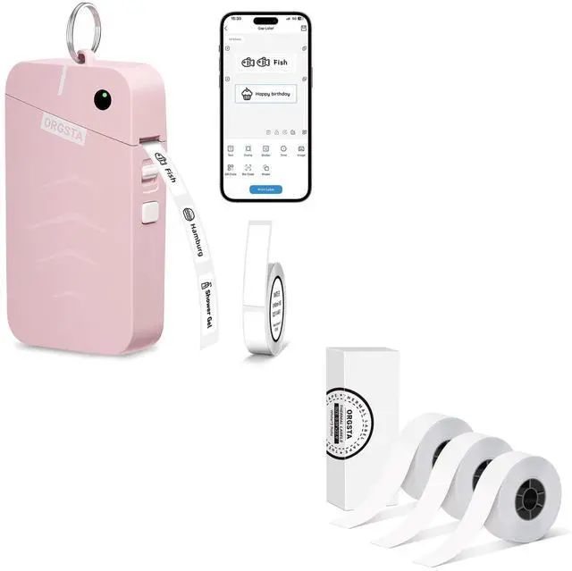 Main image of ORGSTA S001 Label Maker Machine with Tape, Portable Bluetooth Label Maker for Home and Office Organization, Thermal Label Printer Mini Label Maker with 3 Roll Continuous Label Tapes - White