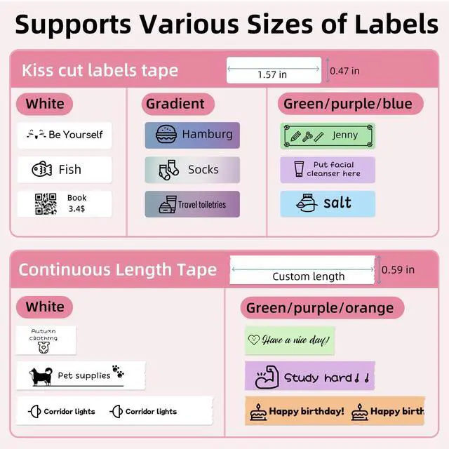Alt view image 3 of 5 - ORGSTA S001 Label Maker Machine with Tape, Portable Bluetooth Label Maker for Home and Office Organization, Thermal Label Printer Mini Label Maker with 3 Roll Continuous Label Tapes - White