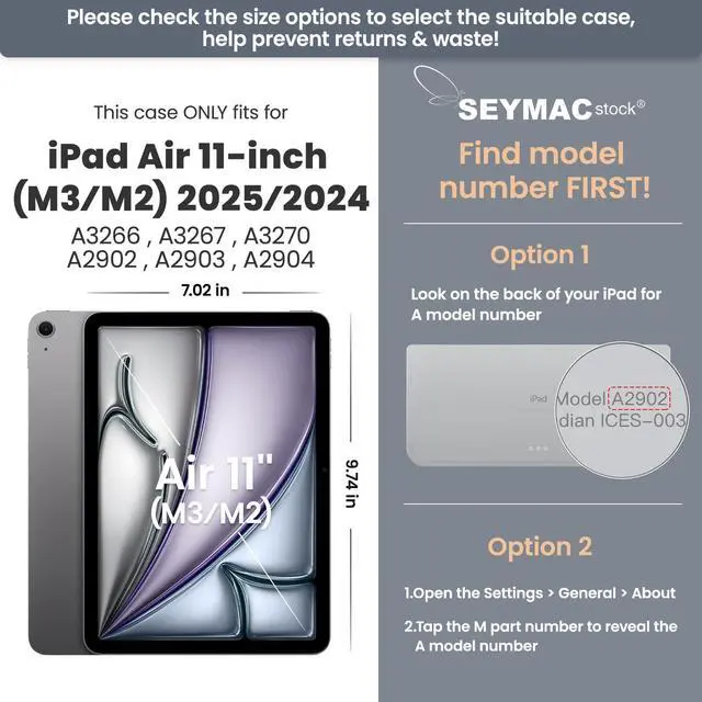 Alt view image 2 of 5 - SEYMAC stock Case for iPad Air 11 inch Case M3/ M2 (2025/2024), for iPad Air 6th Generation, Heavy Duty Protective with Pencil Holder, Screen Protector, Stand, Hand Strap, Shoulder Strap, Orange