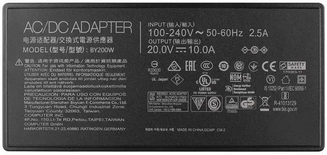 Alt view image 3 of 4 - 200W Charger for Asus ROG Zephyrus G16 GA605 GA605WI GA605 GA605WV TUF Gaming A14 A16 FA401WV FA401UV FA608 FA608WV ProArt PX13 HN7306 HN7306WV P16 H7606 H7606WI ADP-200JB K