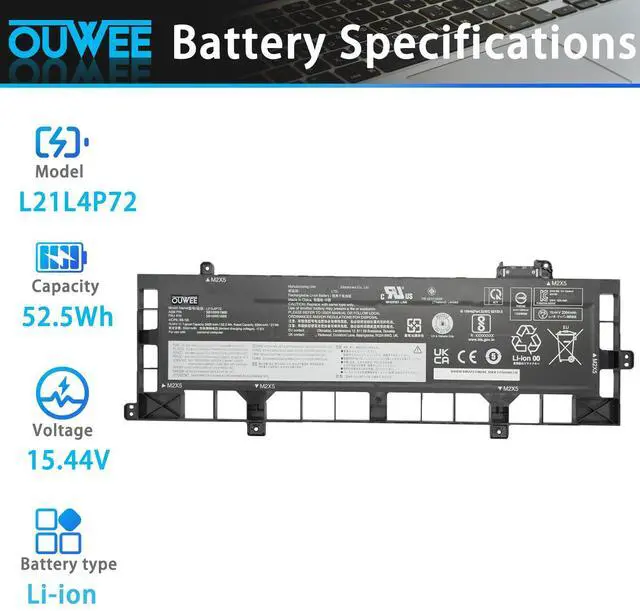 Alt view image 2 of 5 - OUWEE L21L4P72 Laptop Battery Compatible with Lenovo ThinkPad T16 Gen 1 2 ThinkPad P16s Gen 1 Series L21D4P73 5B10W51873 L21C4P72 5B10W51872 L21M4P74 5B10W51871 L21D4P72 5B10W51870 L21M4P73
