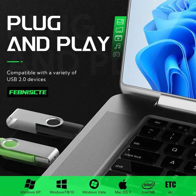 Alt view image 3 of 5 - FEBNISCTE 16GB Flash Drive, Jump Drive 10 Pack, Memoria USB 2.0 Multi-Coloured, USB Thumb Drive 16gb Swivel mit 10 Cords Jump Drive with LED Light for Data Storage/Transfer