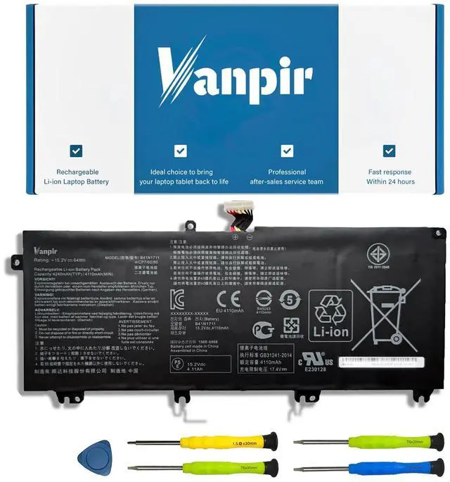 Main image of VANPIR B41N1711 Short-line Laptop Battery 15.2V 64Wh 4240mAh Compatible with Asus FX503VM FX63VD FX63VM GL703GE-ES73 GL703VD-1A ROG Strix GL503 GL503VD GL503VM GL703VD GL703VM ZX63V Series B41Bn95