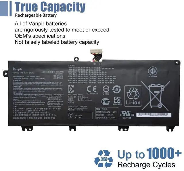 Alt view image 5 of 5 - VANPIR B41N1711 Short-line Laptop Battery 15.2V 64Wh 4240mAh Compatible with Asus FX503VM FX63VD FX63VM GL703GE-ES73 GL703VD-1A ROG Strix GL503 GL503VD GL503VM GL703VD GL703VM ZX63V Series B41Bn95