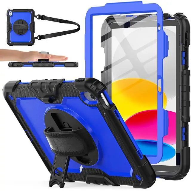 Main image of SIBEITU Case for ipad (A16) 11th/ 10th Generation10.9 Inch 2025/2022 with Screen Protector, Heavy Duty iPad Rugged Shockproof Cover with Stand & Strap for iPad 11/10 Gen Case, Blue