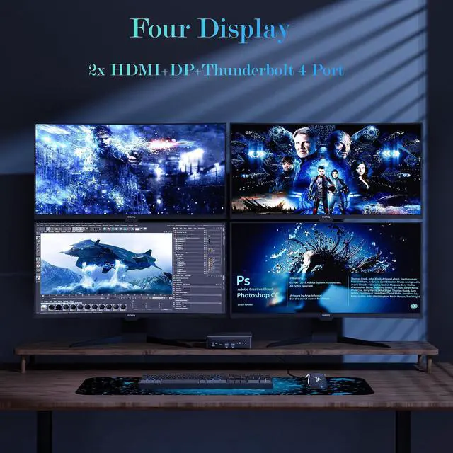 Alt view image 5 of 5 - Mini PC, 12th Intel Core i9-12900H(14C/20T up to 5GHz) Mini Desktop Computer with Thunderbolt 4, Quad Screen, 2X 2.5G LAN, 32GB DDR4 RAM,1TB PCIe G4x4 SSD, WiFi 6E/BT 5.3/Windows 11 Pro Micro Computer