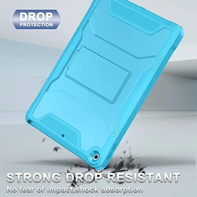 Alt view image 5 of 5 - Soke Case for iPad 9th/8th/7th Generation 10.2-Inch (2021/2020/2019 Release), with Built-in Screen Protector and Kickstand, Rugged Full Body Protective Cover for Apple iPad 10.2 Inch - New Cyan Blue