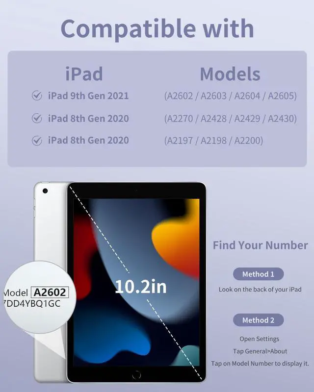 Alt view image 2 of 5 - SQBEBS for iPad Case wtih Keyboard for iPad 9th/8th/7th Generation 10.2 inch, Detachable Bluetooth Keyboard, Stand Folio Keyboard Cover with Pencil Holder for iPad 10.2 2021/2020/2019, Purple Gray