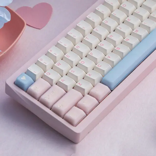 Main image of Sumgsn 164 Keys Translucent Pink Keycaps PBT Doubleshot Cherry Profile Keycaps Set Fit for 61/64/87/104/108 Cherry Mx Switches Mechanical Keyboards