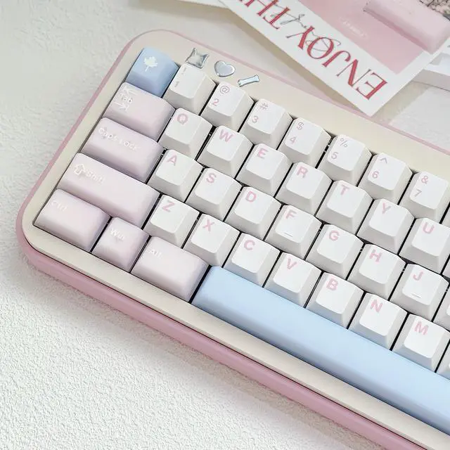 Alt view image 2 of 5 - Sumgsn 164 Keys Translucent Pink Keycaps PBT Doubleshot Cherry Profile Keycaps Set Fit for 61/64/87/104/108 Cherry Mx Switches Mechanical Keyboards