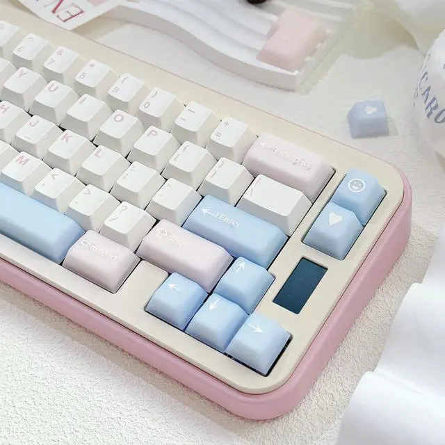 Alt view image 3 of 5 - Sumgsn 164 Keys Translucent Pink Keycaps PBT Doubleshot Cherry Profile Keycaps Set Fit for 61/64/87/104/108 Cherry Mx Switches Mechanical Keyboards