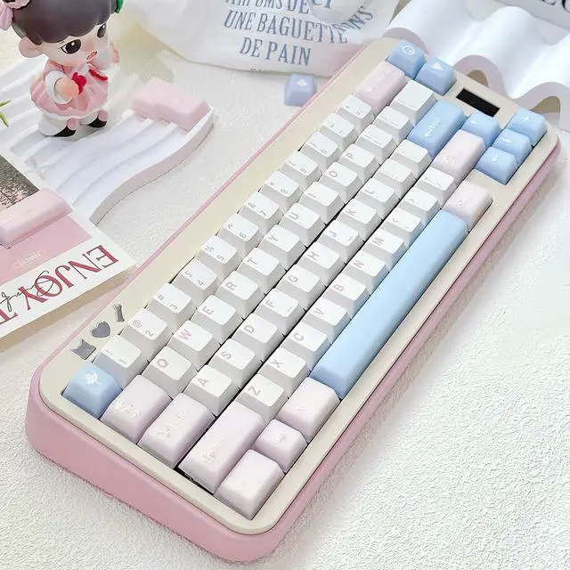 Alt view image 4 of 5 - Sumgsn 164 Keys Translucent Pink Keycaps PBT Doubleshot Cherry Profile Keycaps Set Fit for 61/64/87/104/108 Cherry Mx Switches Mechanical Keyboards