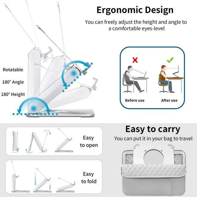 Alt view image 5 of 5 - TACOMEGE Heavy Drawing Tablet Stand Solid Aluminum for 4.7-13" Tablets, 15.6" Portable Monitor, Foldable Holder for iPad, Samsung Tab, Kindle, Etc
