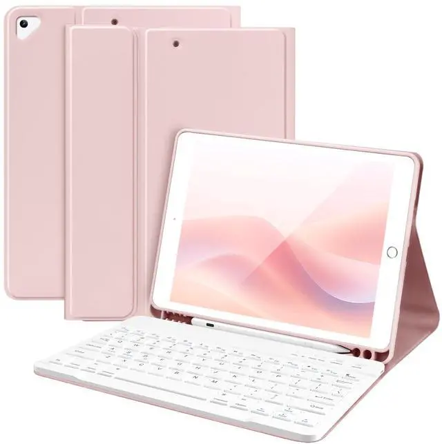 Main image of TaIYanG Keyboard Case for iPad 9th/8th/7th Generation,Folio Keyboard Case for iPad 10.2" 2021/2020/2019/iPad Air 3rd Gen 2019/iPad Pro 10.5 2017 Case with Pencil Holder, Auto Wake/Sleep Function, Pink