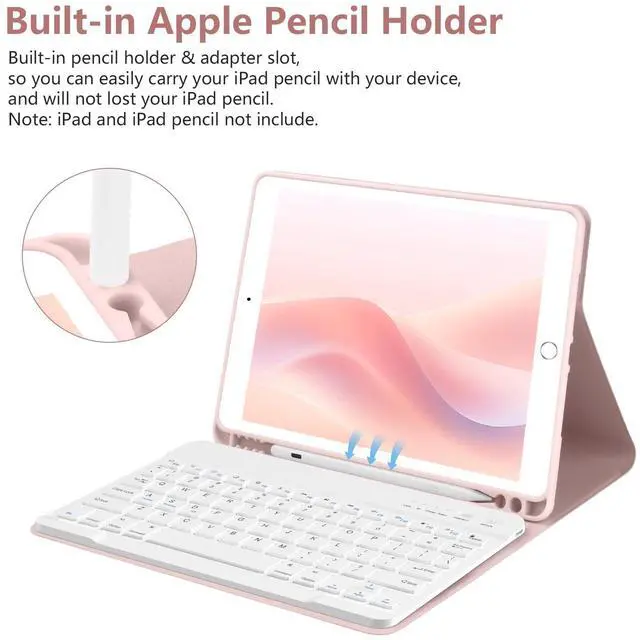 Alt view image 5 of 5 - TaIYanG Keyboard Case for iPad 9th/8th/7th Generation,Folio Keyboard Case for iPad 10.2" 2021/2020/2019/iPad Air 3rd Gen 2019/iPad Pro 10.5 2017 Case with Pencil Holder, Auto Wake/Sleep Function, Pink