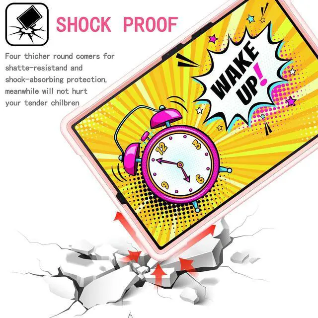 Alt view image 5 of 5 - Shockproof Case for Samsung Galaxy Tab S8+/S7+/S7 FE 12.4" Tablet, Techcircle Rotating Stand Ring Handle Rugged Drop Proof Protective Cover with Shoulder Strap for SM-X800/X806/T730/T970, Rose Gold