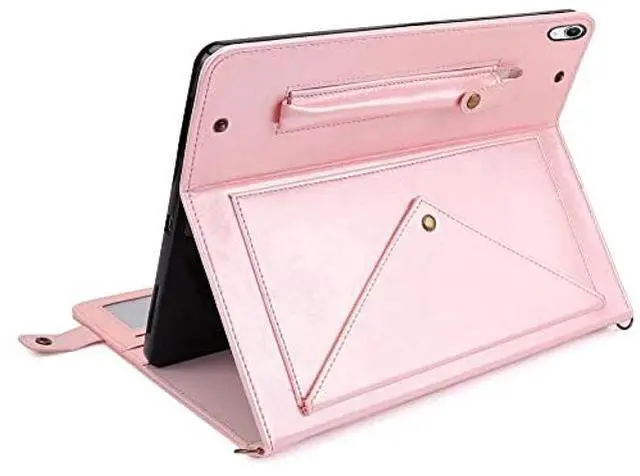 Alt view image 3 of 5 - Handbag Case for iPad Mini 2024/2021 8.3", Techcircle Folio Stand PU Leather Crossbody iPad Mini 6th/7th Gen Cover with Pencil Holder+Card Slots Wallet Case with Shoulder Strap+Hand Strap, Rose Gold