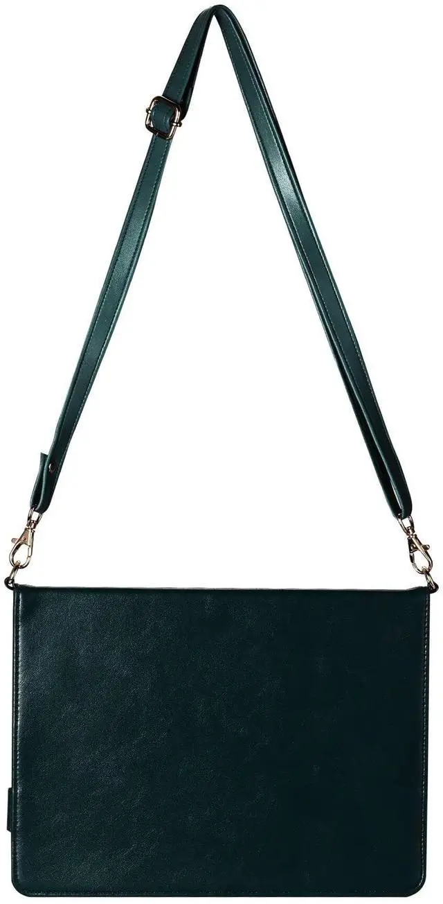 Alt view image 2 of 5 - Handbag Case for iPad Mini 2024/2021 8.3", Techcircle Folio Stand PU Leather Crossbody iPad Mini 6/Mini 7 Cover with Pencil Holder+Card Slots Wallet Case with Shoulder Strap+Hand Strap, Midnight Green