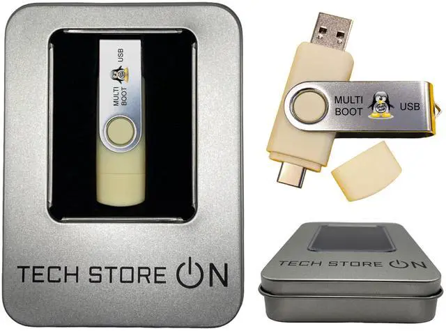 Main image of Linux Best OS Collection Set Universal 6-in-1 MultiBoot Bootable Live Install and Recovery USB Flash Thumb Drive + Tin Case