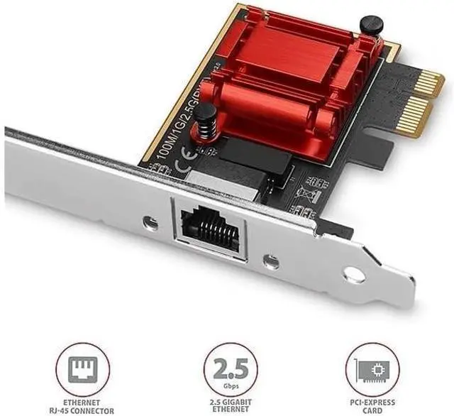 Alt view image 2 of 5 - Tenext Realtek Chipset 2.5Gb Gigabits Gbps PCIe PCI Express Ethernet Network Interface Card Adapter with Low Profile Bracket for Desktop PC/Mac(No Software)